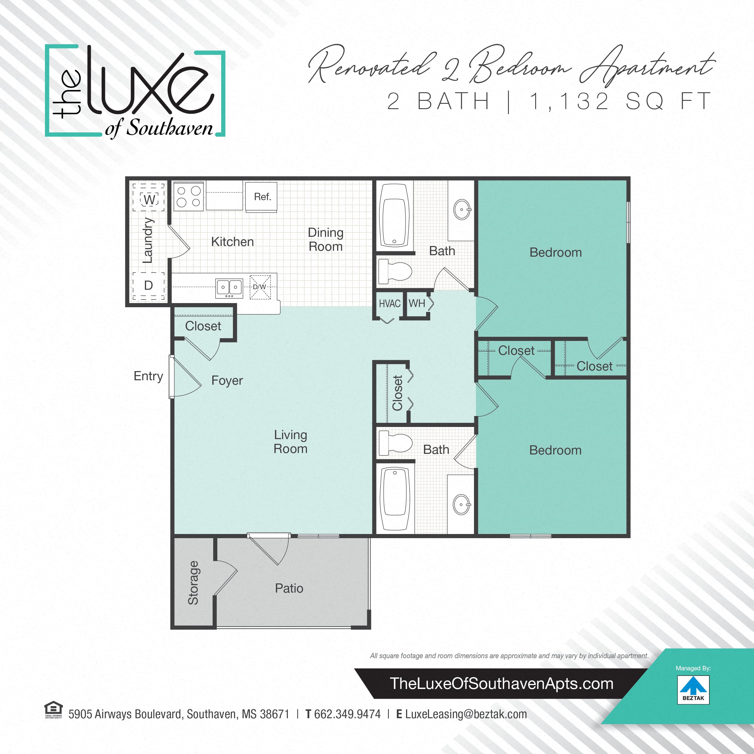 2 bedroom Renovated-1132 floor plan